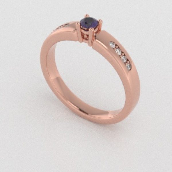 Verlovingsringen Rosegoud 14 karaat Saffier Paars Diamant PR0003