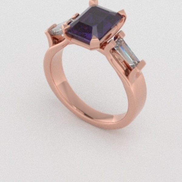 Verlovingsringen Rosegoud 14 karaat Saffier Paars Diamant PR0005
