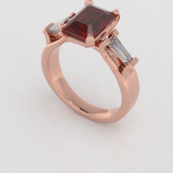 Verlovingsringen Rosegoud 14 karaat Saffier Rood Diamant PR0005