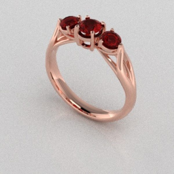 Verlovingsringen Rosegoud 14 karaat Saffier Rood PR0002