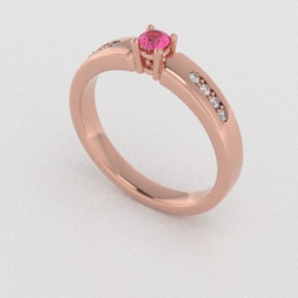 Verlovingsringen Rosegoud 14 karaat Saffier Roze Diamant PR0003