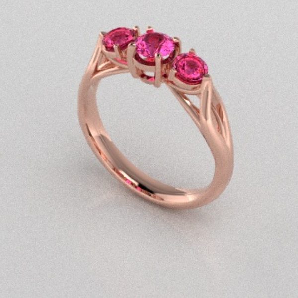 Verlovingsringen Rosegoud 14 karaat Saffier Roze PR0002