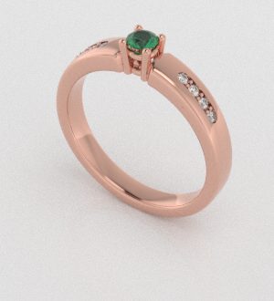 Verlovingsringen Rosegoud 14 karaat Smaragd Diamant PR0003