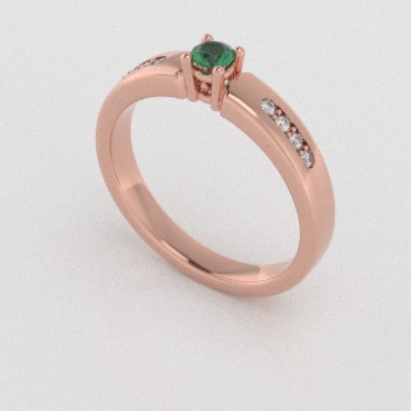 Verlovingsringen Rosegoud 14 karaat Smaragd Diamant PR0003