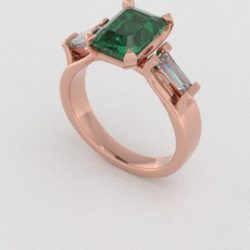 Verlovingsringen Rosegoud 14 karaat Smaragd Diamant PR0005