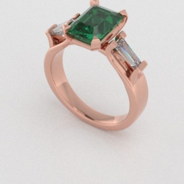 Verlovingsringen Rosegoud 14 karaat Smaragd Diamant PR0005