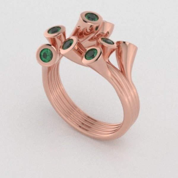 Verlovingsringen Rosegoud 14 karaat Smaragd PR0001