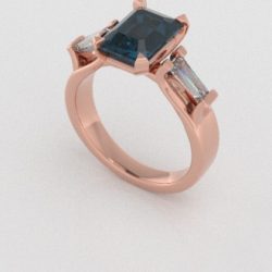 Verlovingsringen Rosegoud 14 karaat Topaas London Blauw Diamant PR0005