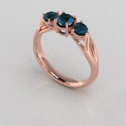 Verlovingsringen Rosegoud 14 karaat Topaas London Blauw PR0002