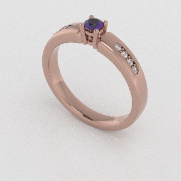 Verlovingsringen Rosegoud 18 Karaat Amethist Diamant PR0003