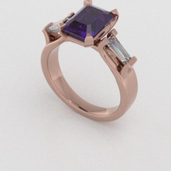 Verlovingsringen Rosegoud 18 Karaat Amethist Diamant PR0005