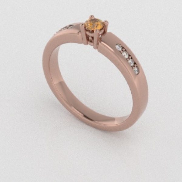 Verlovingsringen Rosegoud 18 Karaat Saffier Geel Diamant PR0003