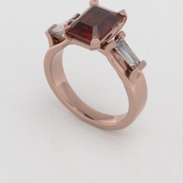Verlovingsringen Rosegoud 18 Karaat Saffier Rood Diamant PR0005