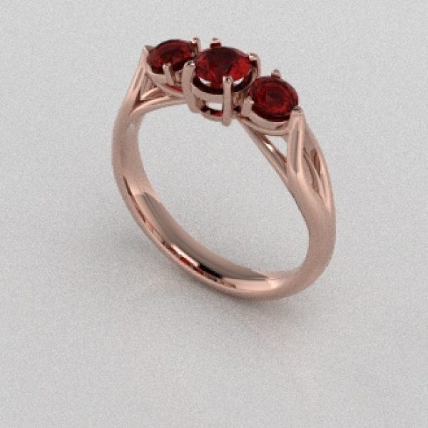 Verlovingsringen Rosegoud 18 Karaat Saffier Rood PR0002