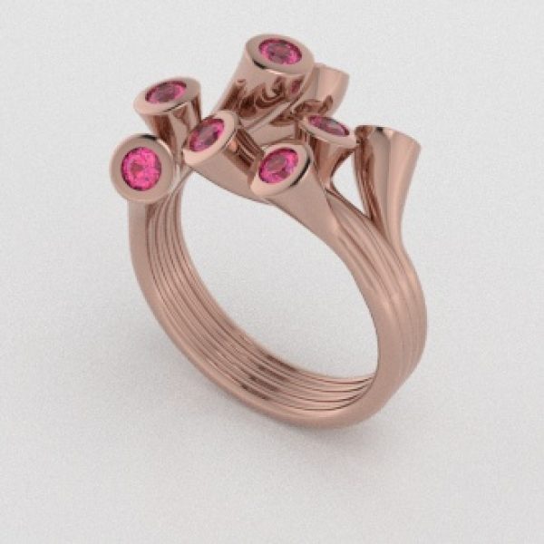 Verlovingsringen Rosegoud 18 Karaat Saffier Roze PR0001