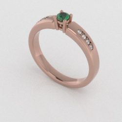 Verlovingsringen Rosegoud 18 Karaat Smaragd Diamant PR0003