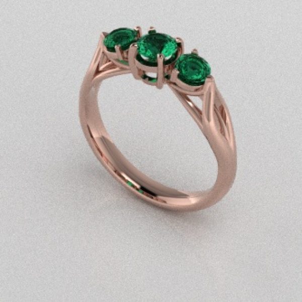 Verlovingsringen Rosegoud 18 Karaat Smaragd PR0002
