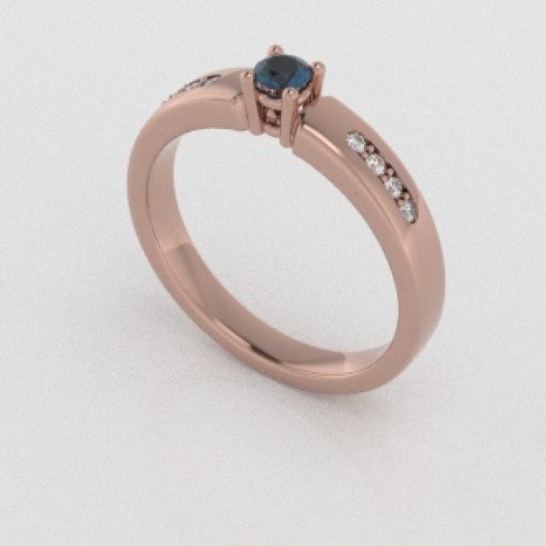 Verlovingsringen Rosegoud 18 Karaat Topaas London Blauw Diamant PR0003