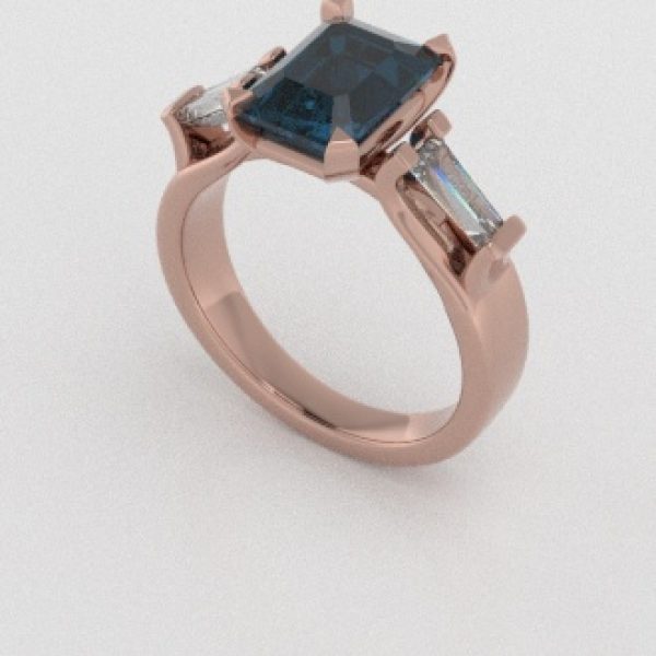 Verlovingsringen Rosegoud 18 Karaat Topaas London Blauw Diamant PR0005