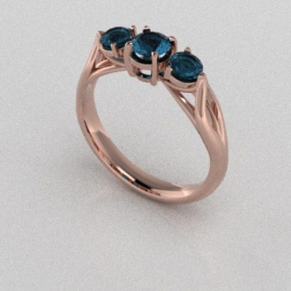 Verlovingsringen Rosegoud 18 Karaat Topaas London Blauw PR0002