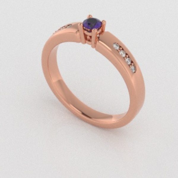 Verlovingsringen Rosegoud 9 karaat Amethist Diamant PR0003