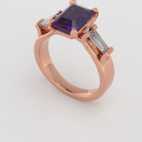 Verlovingsringen Rosegoud 9 karaat Amethist Diamant PR0005