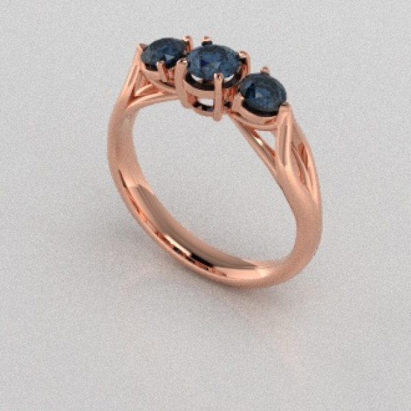 Verlovingsringen Rosegoud 9 karaat Diamant Blauw PR0002