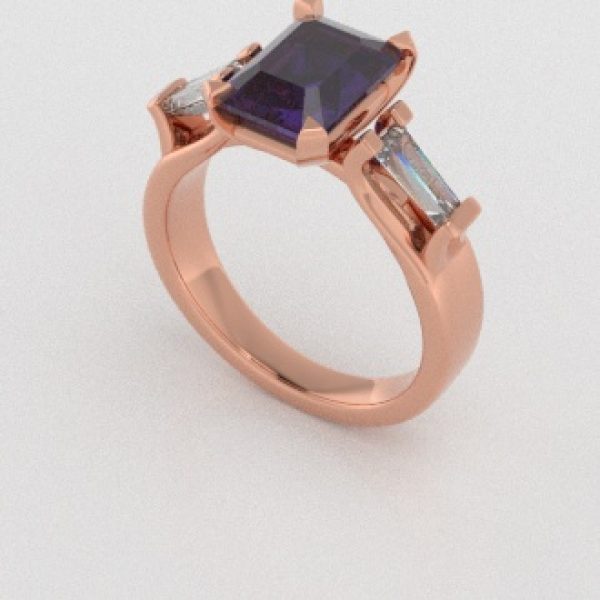 Verlovingsringen Rosegoud 9 karaat Saffier Paars Diamant PR0005