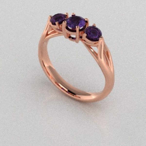 Verlovingsringen Rosegoud 9 karaat Saffier Paars PR0002
