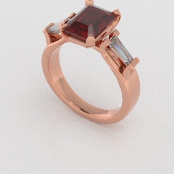 Verlovingsringen Rosegoud 9 karaat Saffier Rood Diamant PR0005