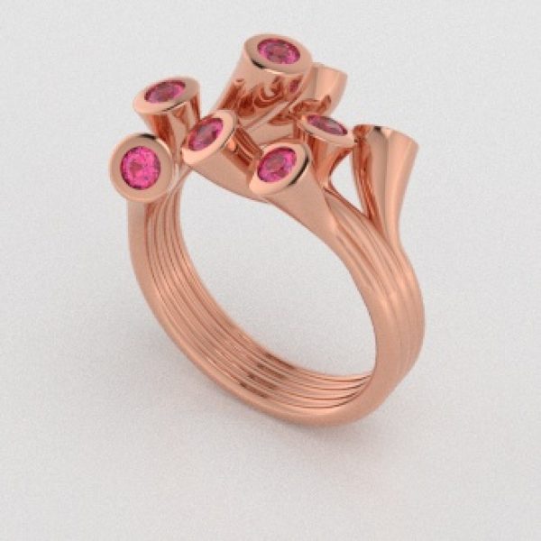 Verlovingsringen Rosegoud 9 karaat Saffier Roze PR0001