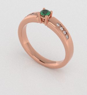 Verlovingsringen Rosegoud 9 karaat Smaragd Diamant PR0003