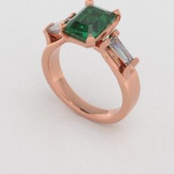 Verlovingsringen Rosegoud 9 karaat Smaragd Diamant PR0005