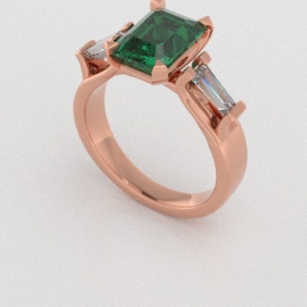 Verlovingsringen Rosegoud 9 karaat Smaragd Diamant PR0005