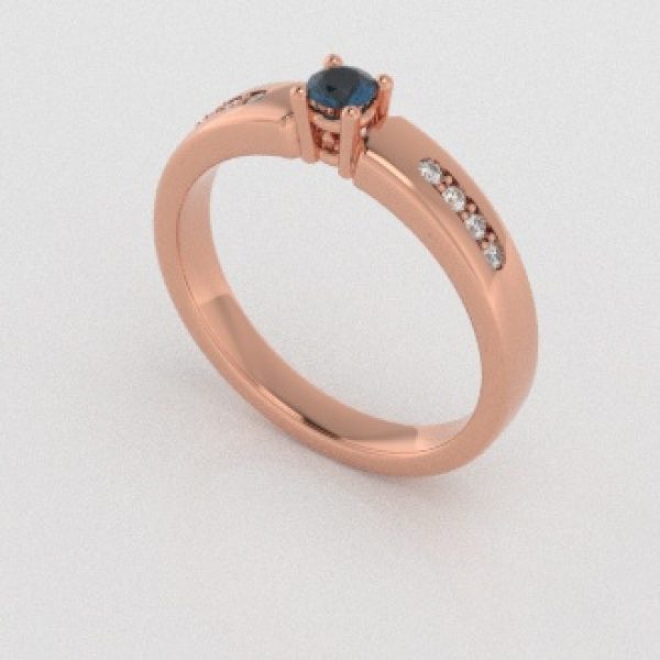 Verlovingsringen Rosegoud 9 karaat Topaas London Blauw Diamant PR0003
