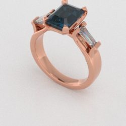 Verlovingsringen Rosegoud 9 karaat Topaas London Blauw Diamant PR0005