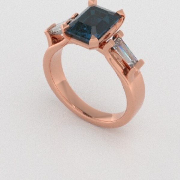 Verlovingsringen Rosegoud 9 karaat Topaas London Blauw Diamant PR0005