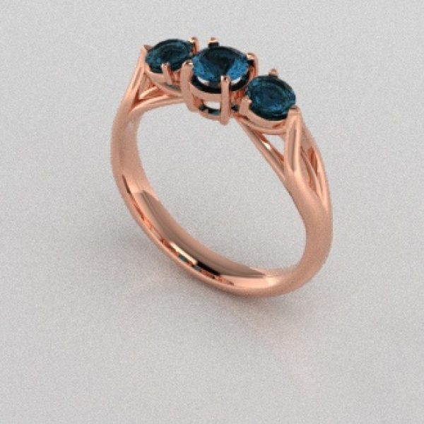 Verlovingsringen Rosegoud 9 karaat Topaas London Blauw PR0002