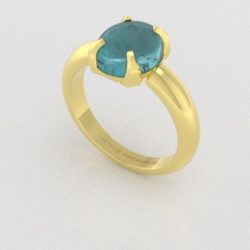 Verlovingsringen Toermalijn Blauw  Geelgoud 18 Karaat PR0004