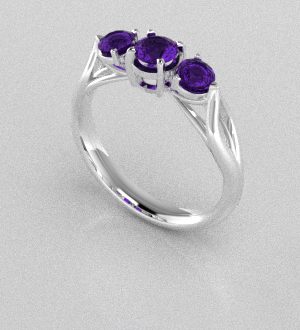 Verlovingsringen Witgoud 14 karaat Amethist PR0002