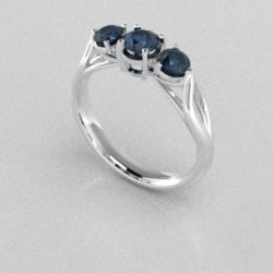 Verlovingsringen Witgoud 14 karaat Diamant Blauw PR0002