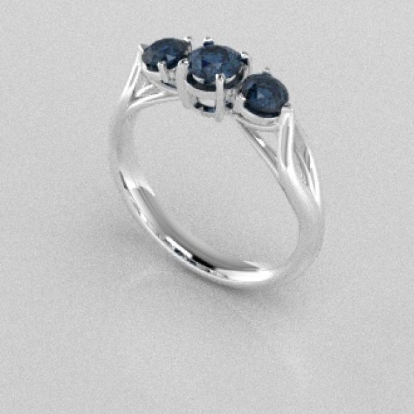 Verlovingsringen Witgoud 14 karaat Diamant Blauw PR0002