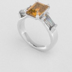 Verlovingsringen Witgoud 14 karaat Saffier Geel Diamant PR0005