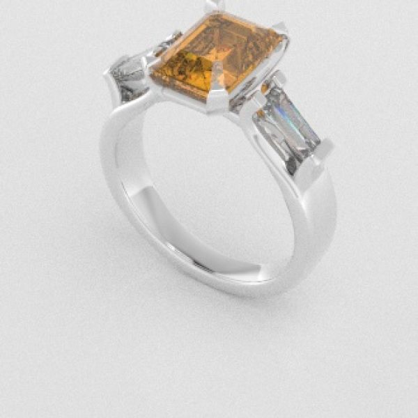 Verlovingsringen Witgoud 14 karaat Saffier Geel Diamant PR0005