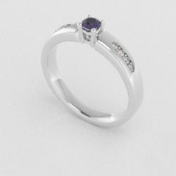 Verlovingsringen Witgoud 14 karaat Saffier Paars Diamant PR0003