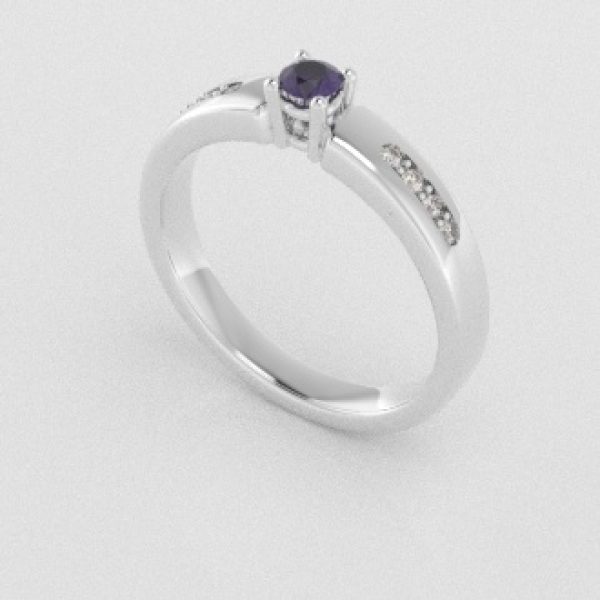 Verlovingsringen Witgoud 14 karaat Saffier Paars Diamant PR0003