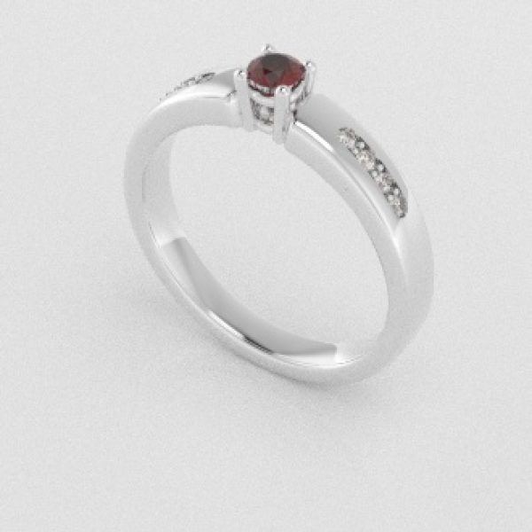 Verlovingsringen Witgoud 14 karaat Saffier Rood Diamant PR0003