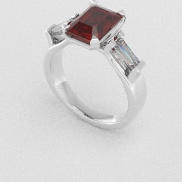 Verlovingsringen Witgoud 14 karaat Saffier Rood Diamant PR0005