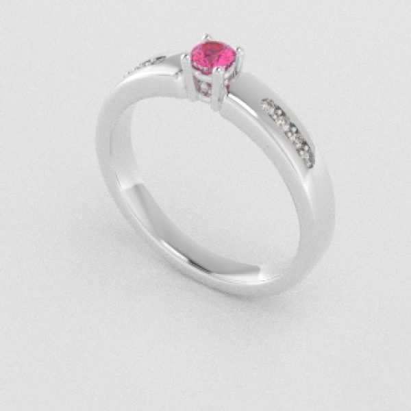 Verlovingsringen Witgoud 14 karaat Saffier Roze Diamant PR0003