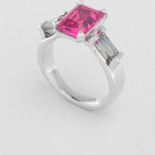 Verlovingsringen Witgoud 14 karaat Saffier Roze Diamant PR0005